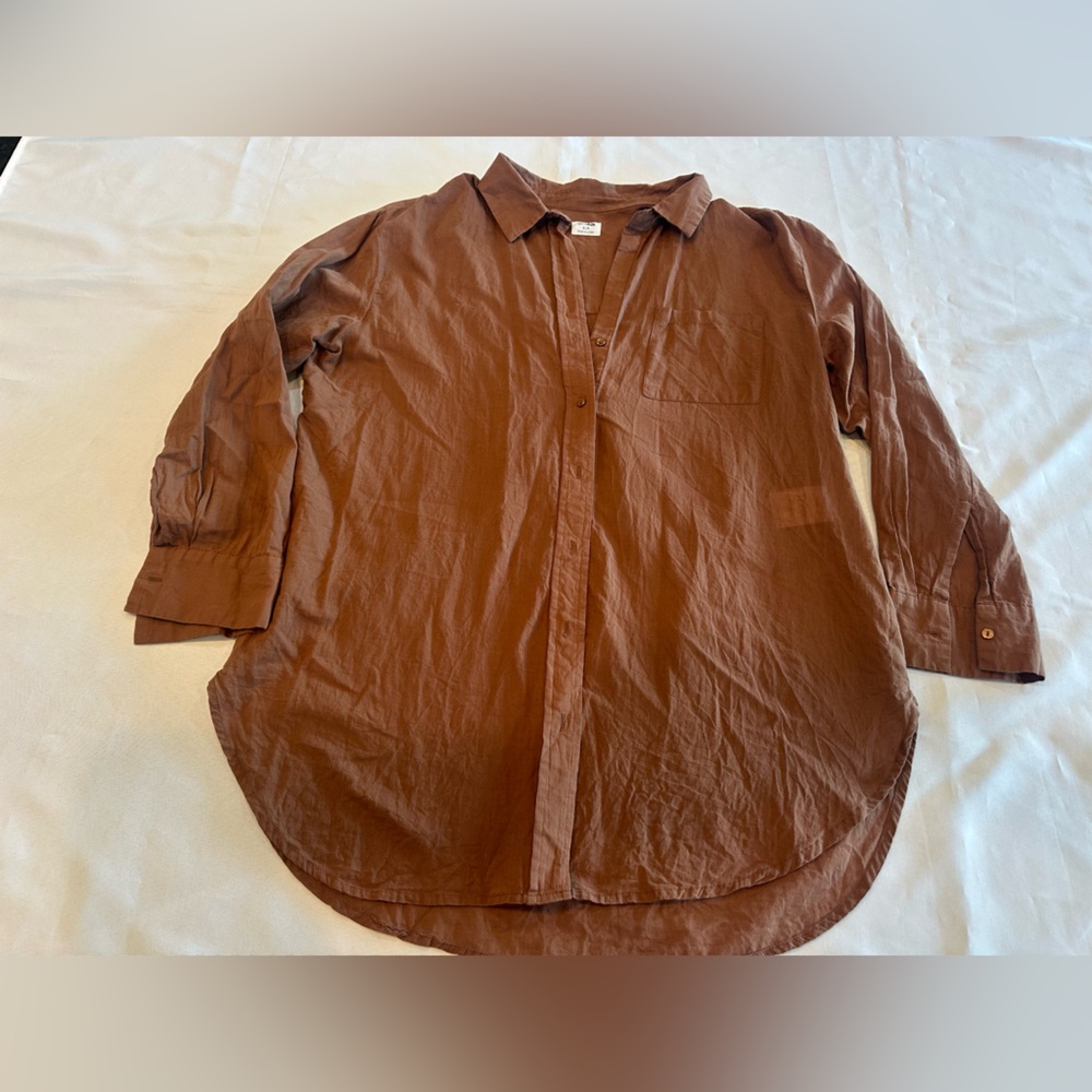 Cotton On Brown Button Down Womens Shirt Size Small